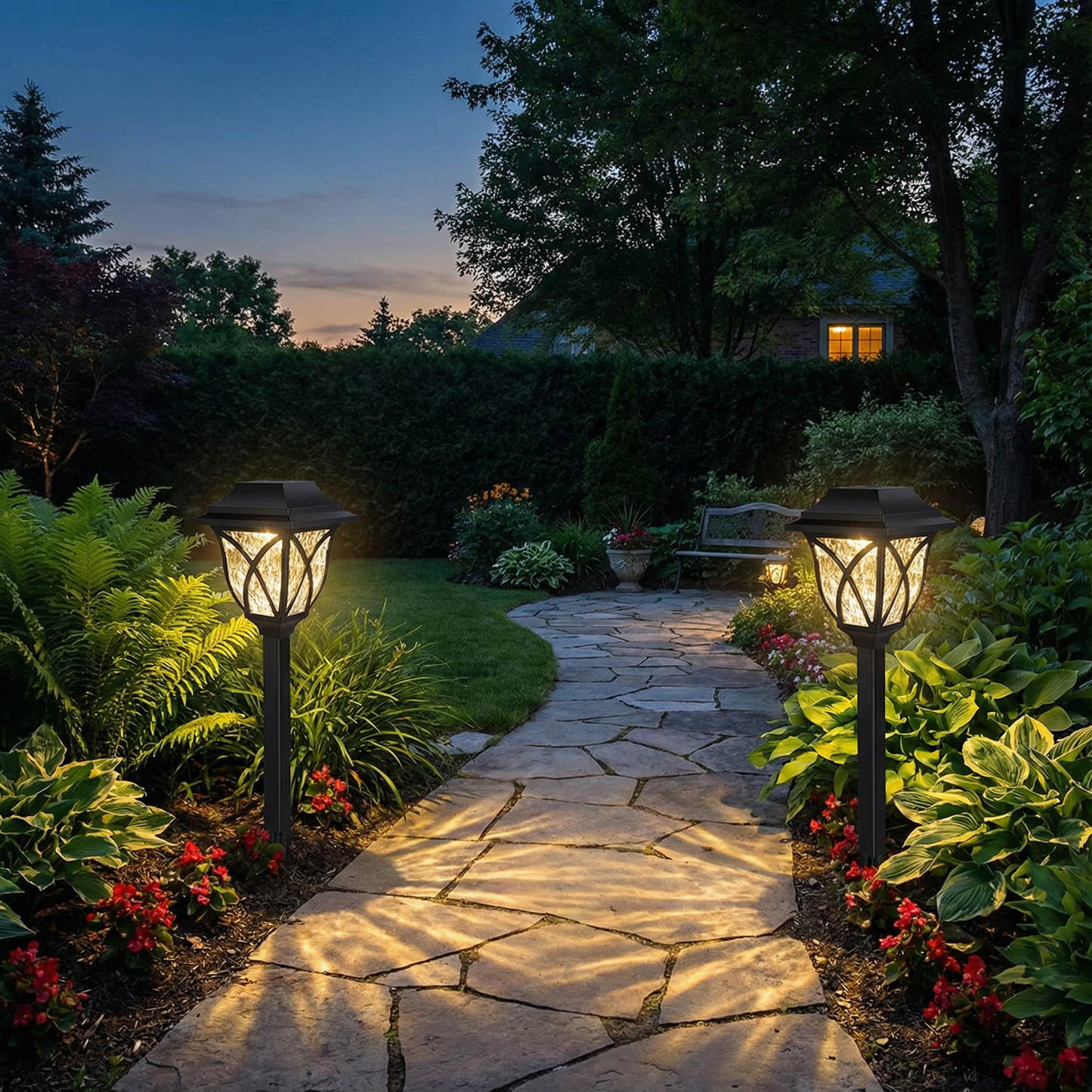 2 Pcs Solar-powered LED garden lights for pathways