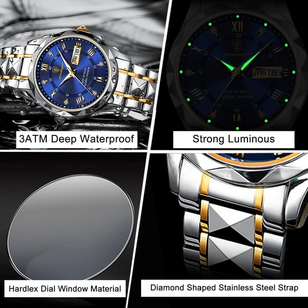 Premium Waterproof Mens Watch with Glow in Dark Feature