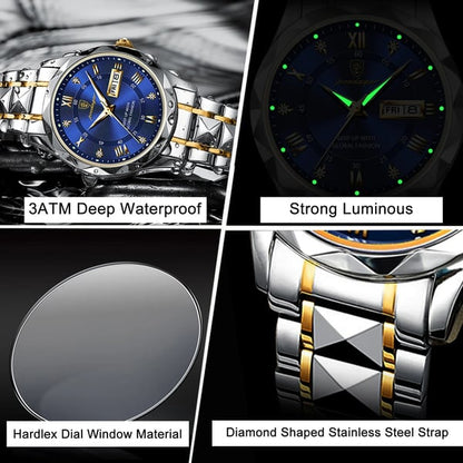Premium Waterproof Mens Watch with Glow in Dark Feature