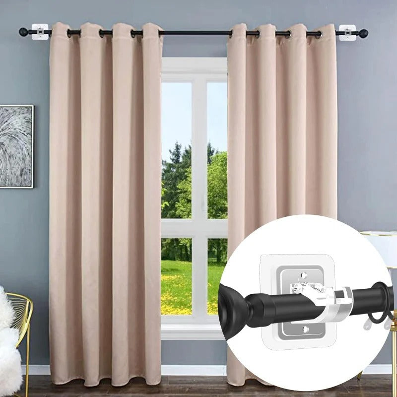 Easy Fit Curtain Rod Brackets - No Drill Required