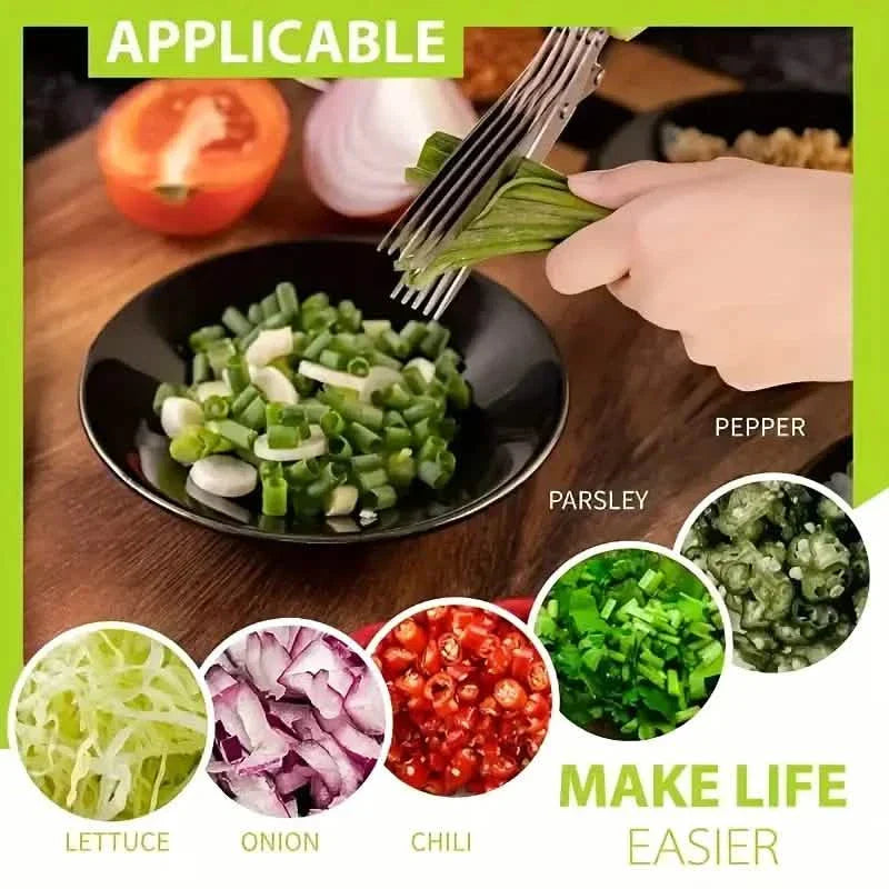 Sharp Stainless Steel Kitchen Herb Cutting Scissors Set