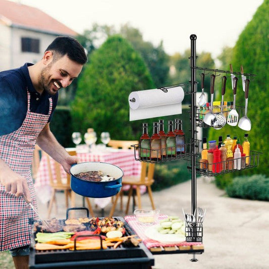 Outdoor BBQ Accessories Caddy Storage Rack - 5-in-1  Camper Must Have Grill Utensil Holder, Kitchen Storage Tool - Yeezlab