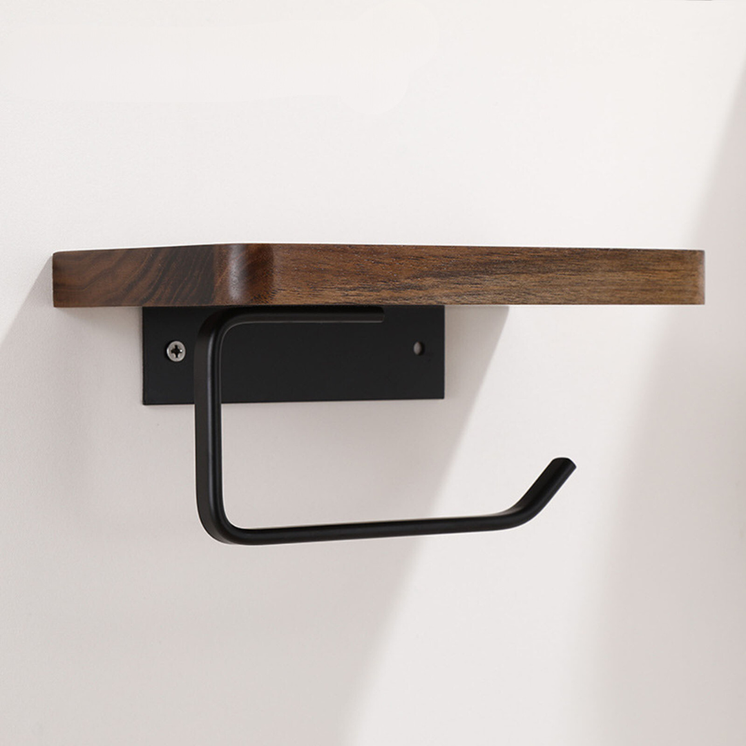 Luxury Wall Mount Toilet Paper Holder in Wood and Metal