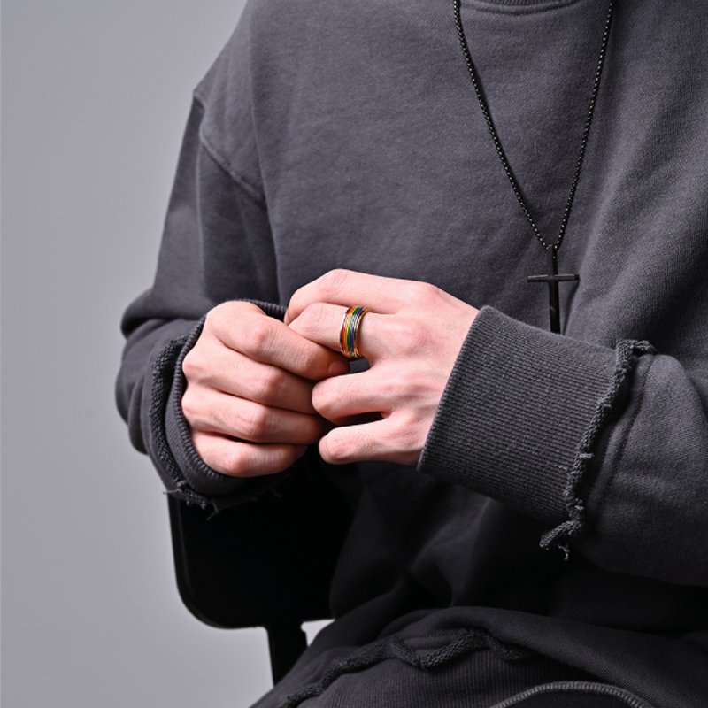 Colorful Metal Rainbow Band Ring