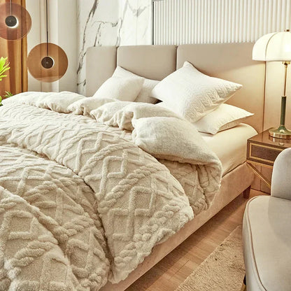 Soft Plush Reversible Duvet Cover Set