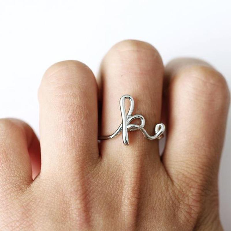 Alphabet Letter Adjustable Ring
