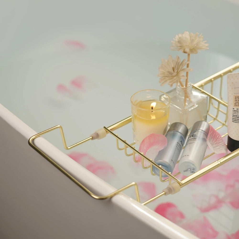 Luxury Bath Tub Storage Tray with Adjustable Holder