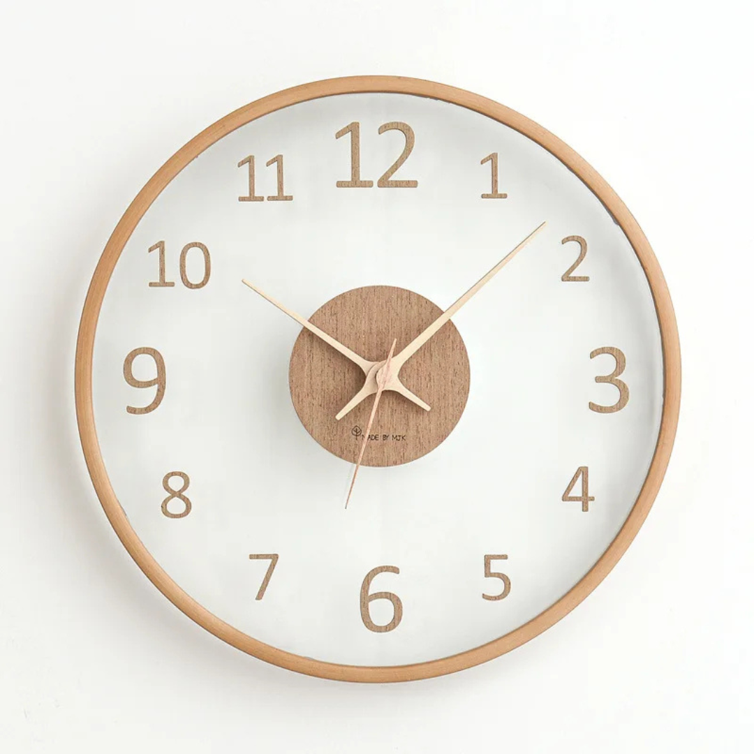 Elegant Glass Face Wooden Wall Clock