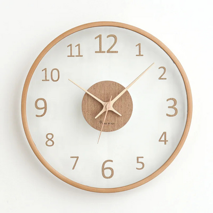 Elegant Glass Face Wooden Wall Clock