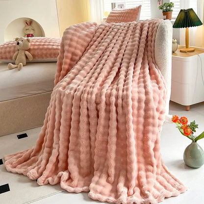 Plush Bubble Soft Fleece Throw Blanket