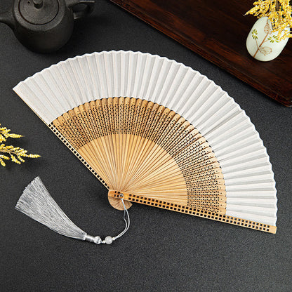 Natural Bamboo Silk Folding Fan
