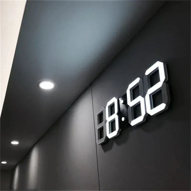 Modern 3D LED Digital Wall Clock with Dimmable Light - Yeezlab