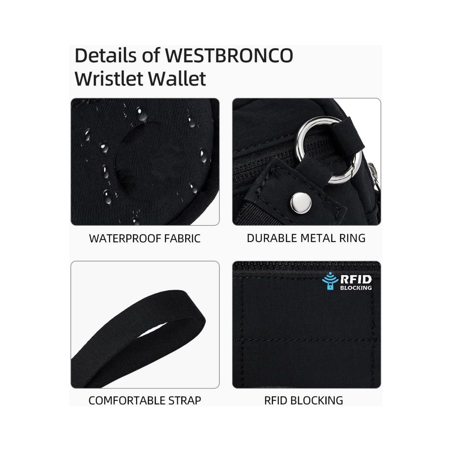 Fashionable Nylon Wristlet Purse with Multiple Pockets