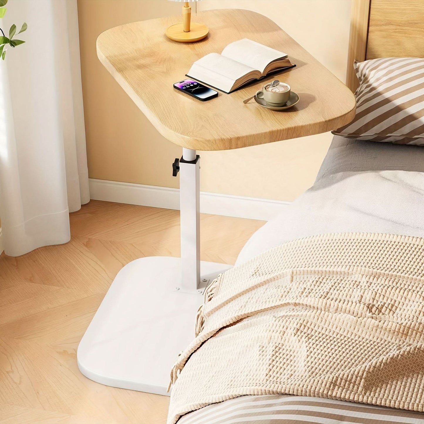Space Saving End Table - Wooden Metal Frame for Sofa Bed
