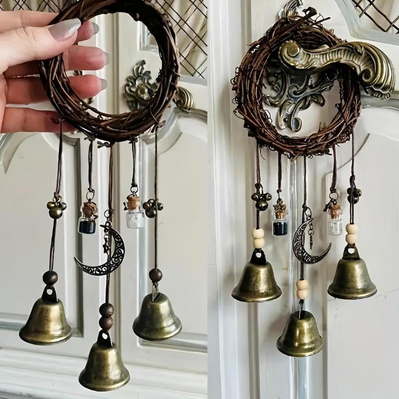 Bohemian Rattan Metal Hanging Bell Decor