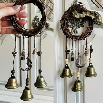 Bohemian Rattan Metal Hanging Bell Decor