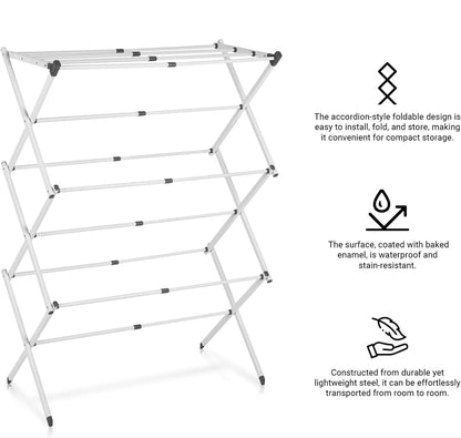 Space Saving 3 Tier Folding Clothes Dryer Rack