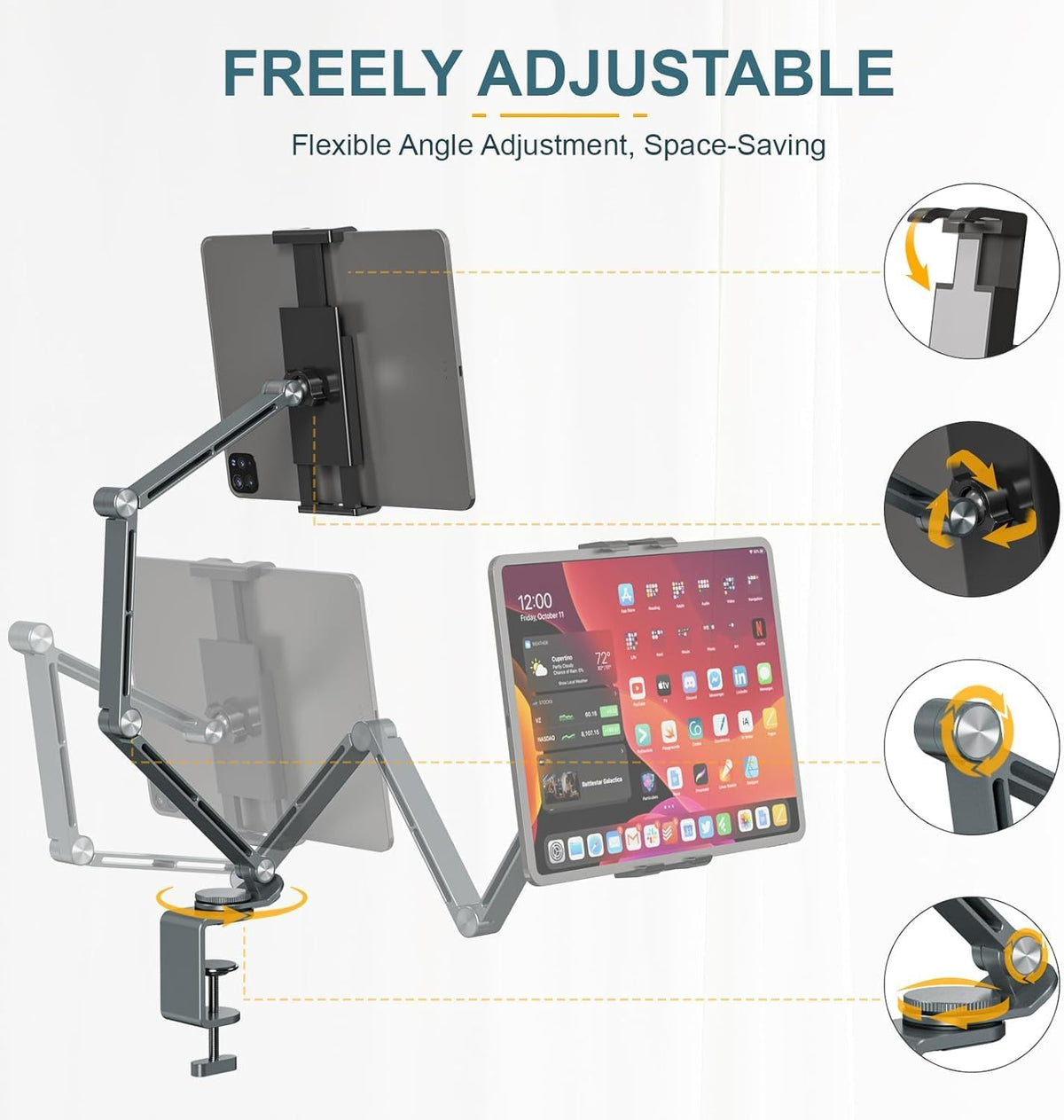 Portable Folding Tablet Holder with 360 Degree Rotation