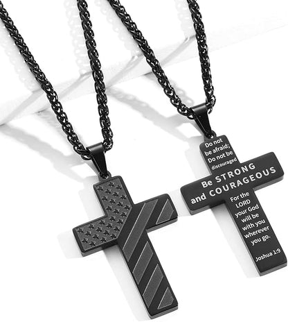 Patriot USA Flag Cross Pendant Necklace