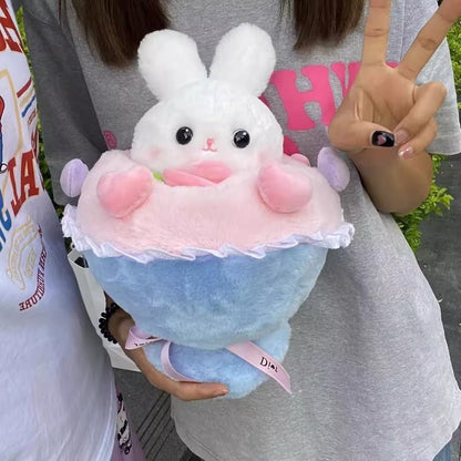 Cute Rabbit Soft Toy Flower Bundle