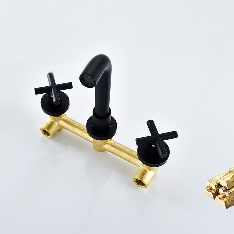 Yeezlab | Dual Handle 3 Hole Wall Mount Bathroom Faucet