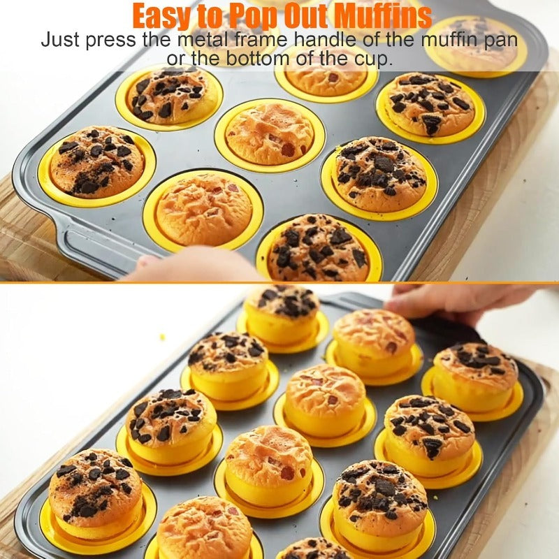 Non-Stick Silicone Muffin Pan with Durable Metal Base
