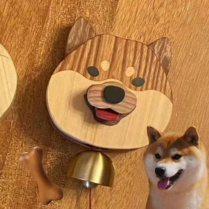 Fun Shiba Dog Doorbell Wood Button