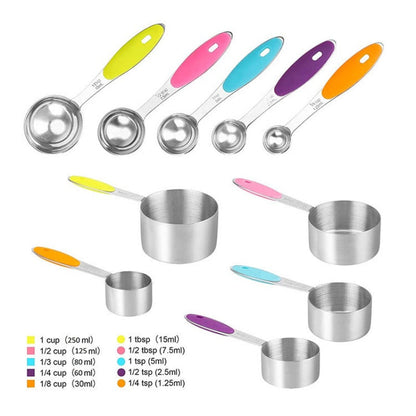 Premium 10PC Stainless Steel Kitchen Measuring Set - Yeezlab