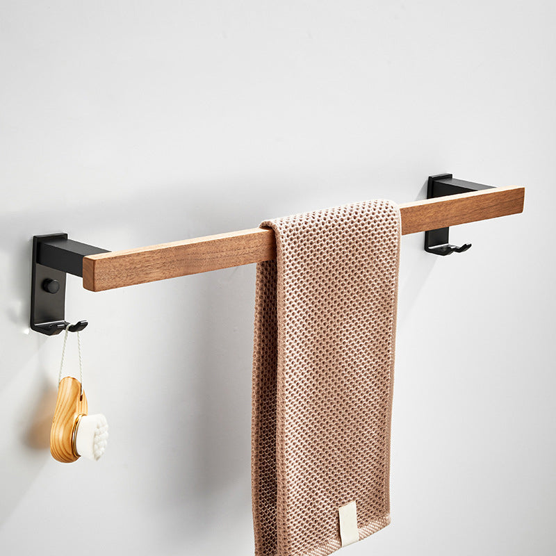 Modern Wood and Metal Bathroom Accessory Set