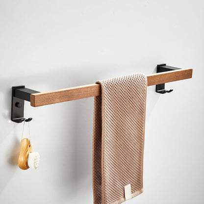Modern Wood and Metal Bathroom Accessory Set