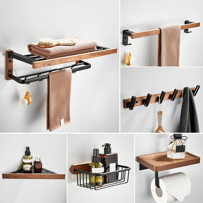 Modern Wood and Metal Bathroom Accessory Set