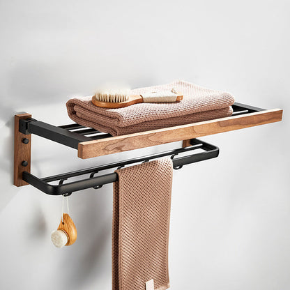 Modern Wood and Metal Bathroom Accessory Set