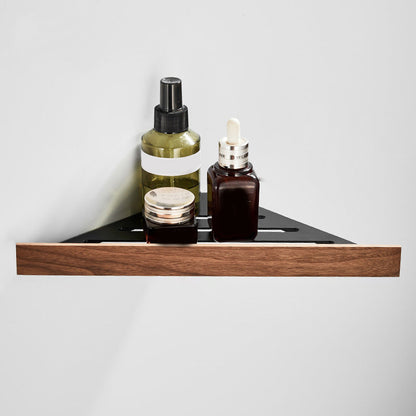 Modern Wood and Metal Bathroom Accessory Set