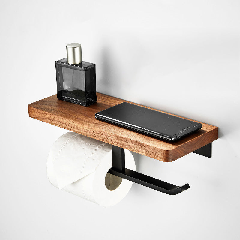 Modern Wood and Metal Bathroom Accessory Set
