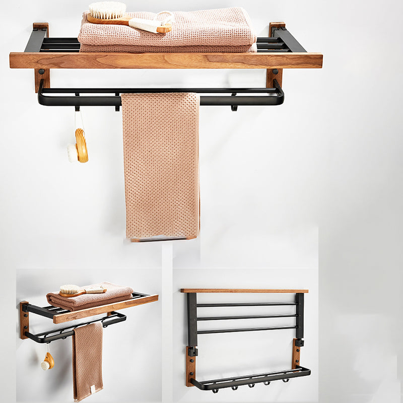 Modern Wood and Metal Bathroom Accessory Set