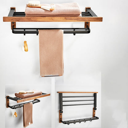 Modern Wood and Metal Bathroom Accessory Set