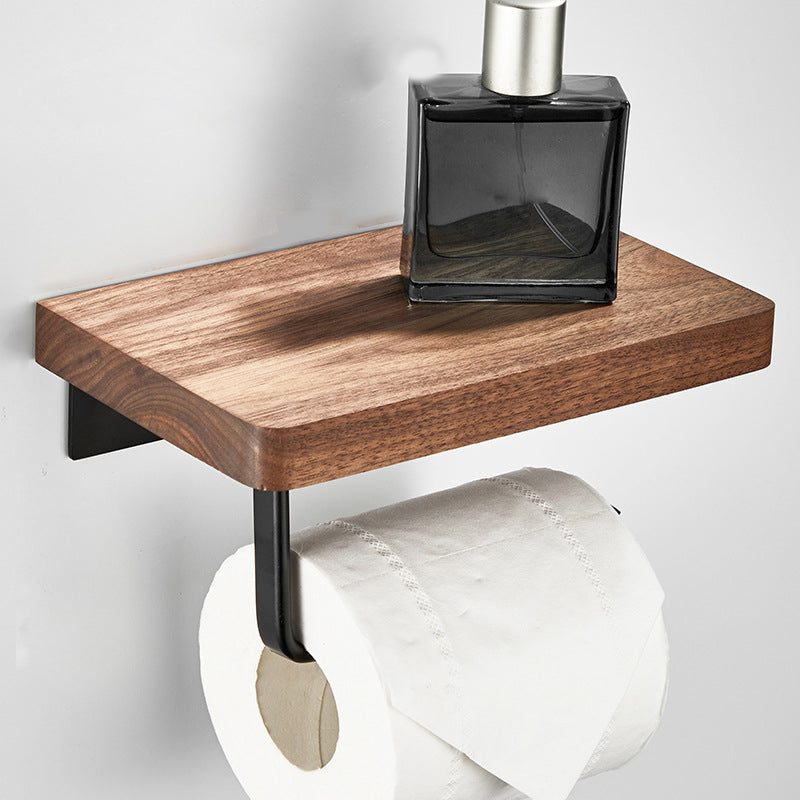 Modern Wood and Metal Bathroom Accessory Set