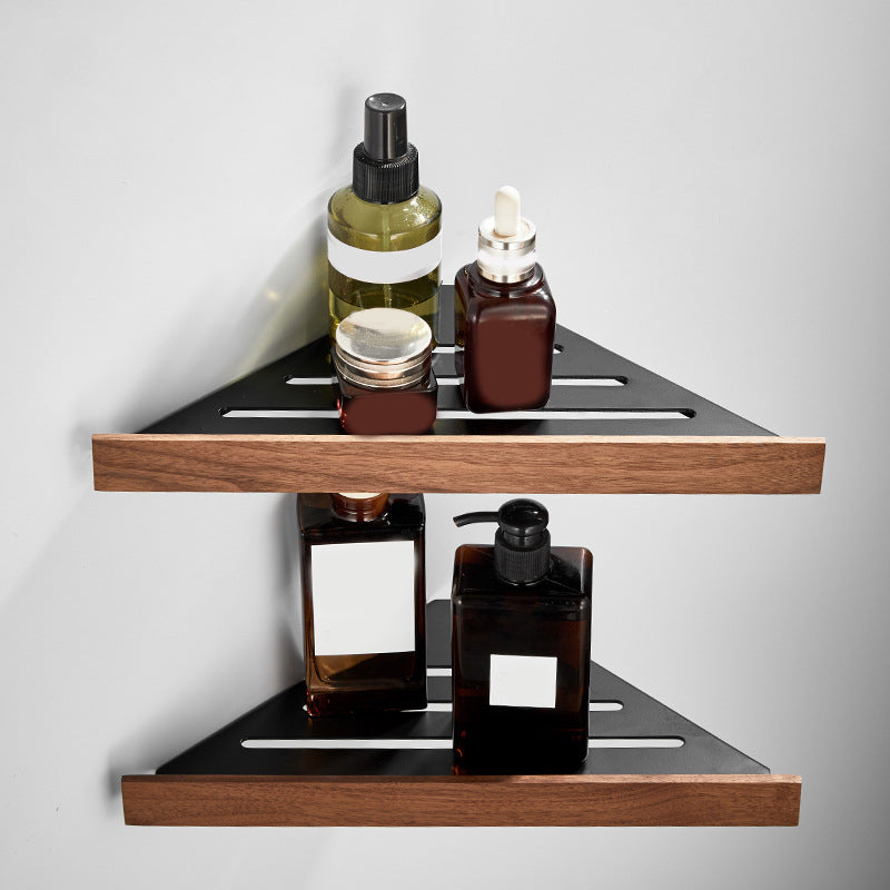 Modern Wood and Metal Bathroom Accessory Set