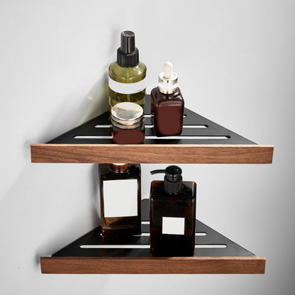 Modern Wood and Metal Bathroom Accessory Set