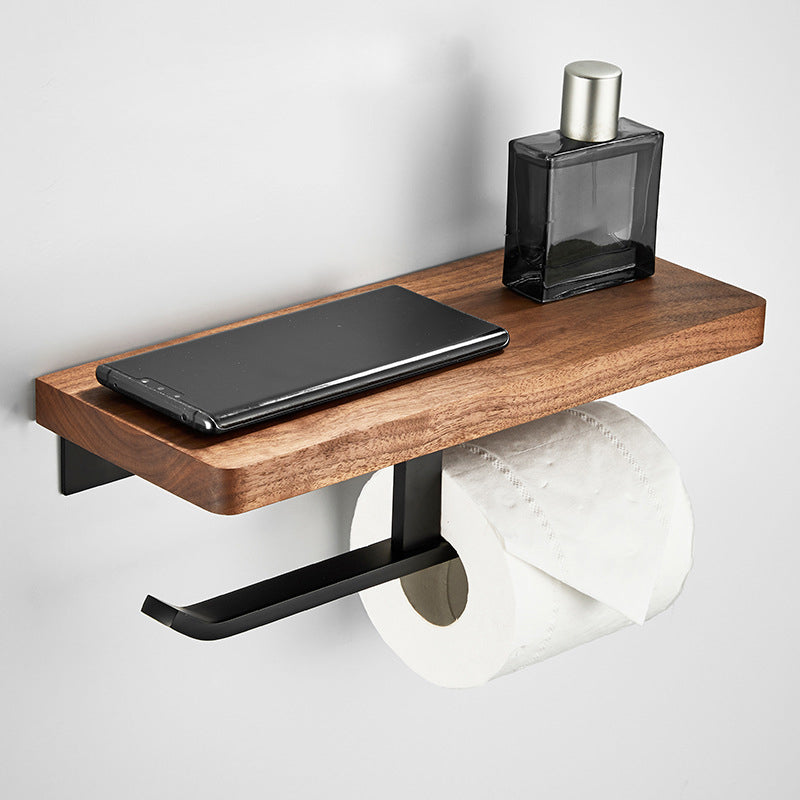 Modern Wood and Metal Bathroom Accessory Set