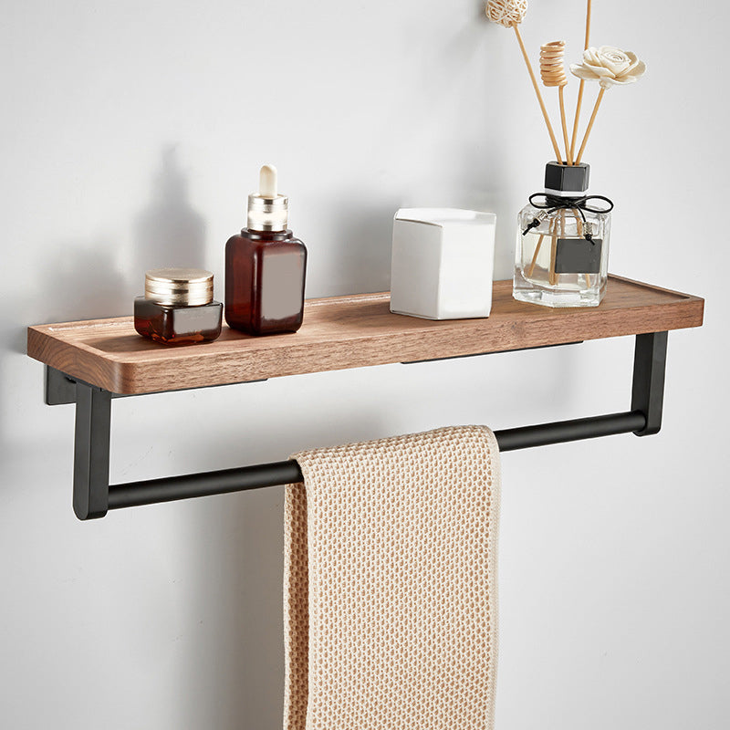 Modern Wood and Metal Bathroom Accessory Set