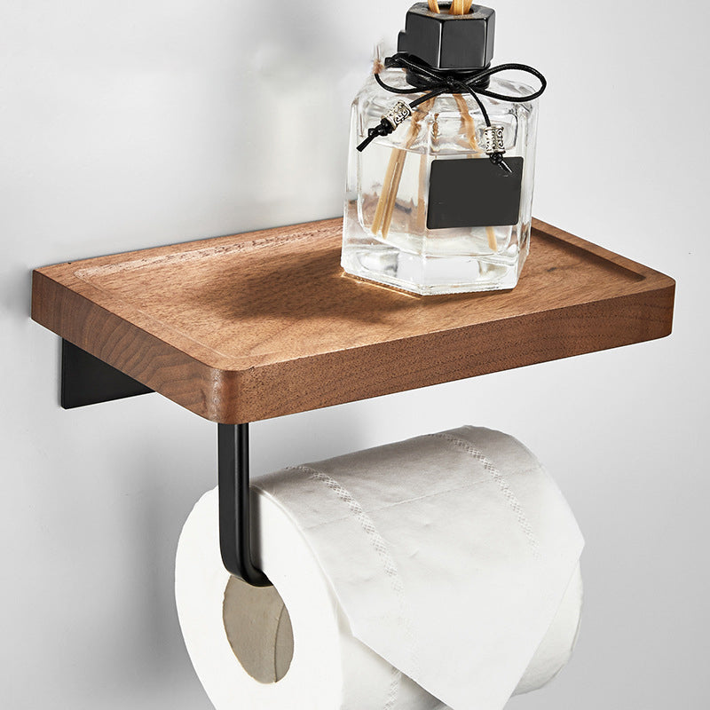 Modern Wood and Metal Bathroom Accessory Set