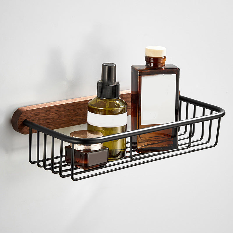 Modern Wood and Metal Bathroom Accessory Set