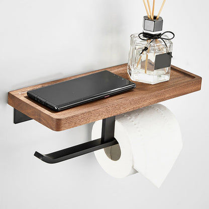 Modern Wood and Metal Bathroom Accessory Set