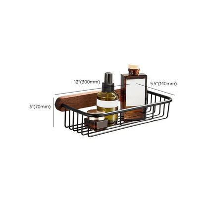 Modern Wood and Metal Bathroom Accessory Set