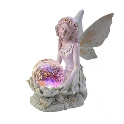 Solar Garden Fairy Statue – Weatherproof Resin Outdoor Ornament with LED Light