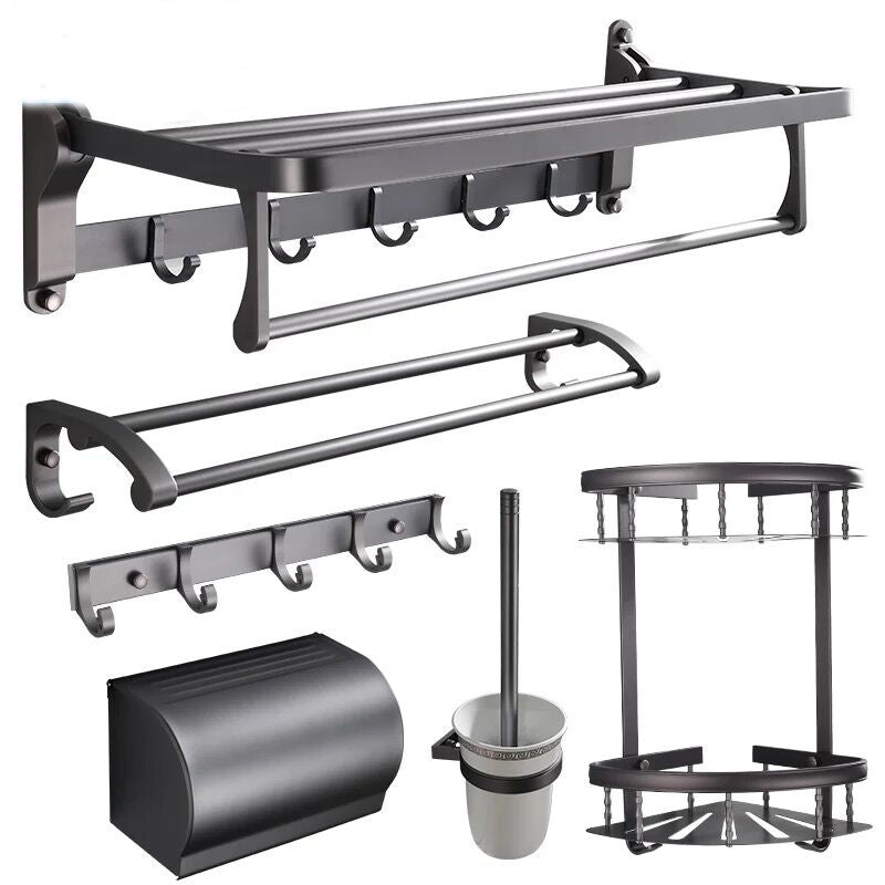 Stylish 5-Piece Bathroom Set with Shelf and Towel Bar