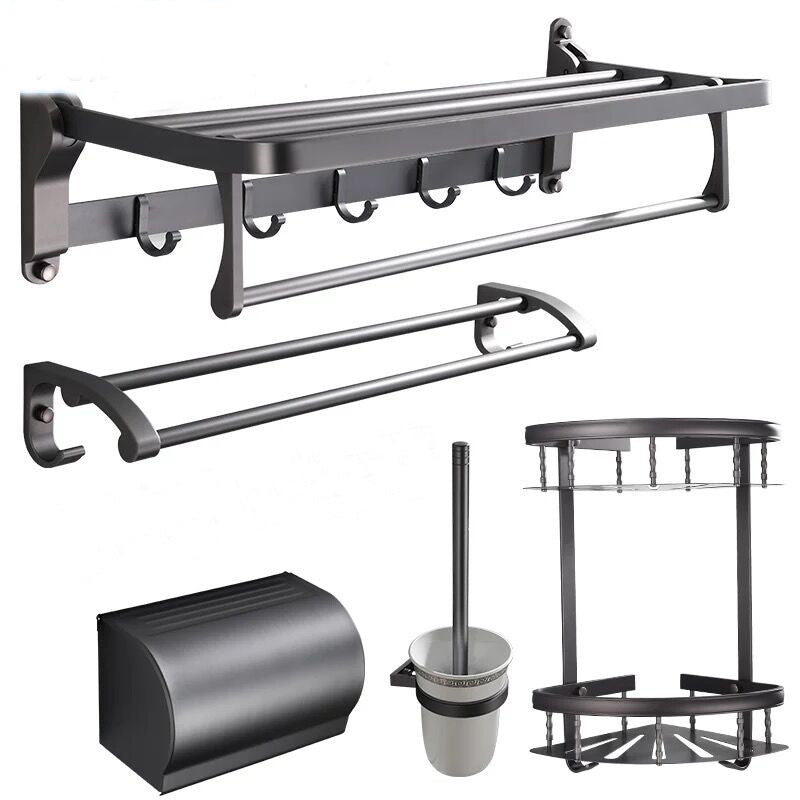 Stylish 5-Piece Bathroom Set with Shelf and Towel Bar
