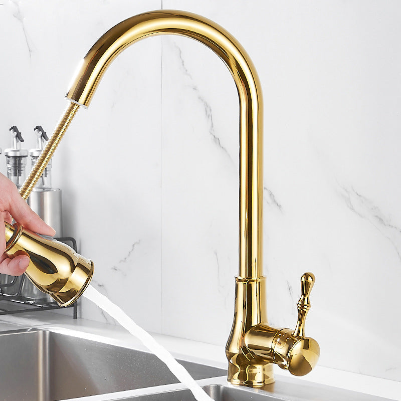 Luxury Gold Kitchen Faucet with Pull Down Sprayer