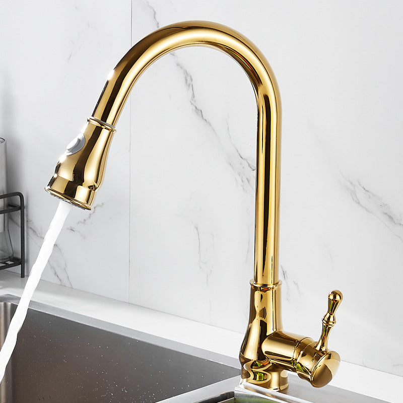 Luxury Gold Kitchen Faucet with Pull Down Sprayer